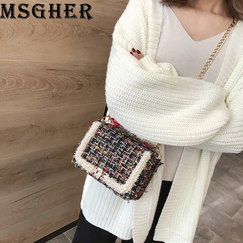 MSGHER, маленькая жемчужная шерстяная сумка, новые женские сумки, высокое качество, шерстяная женская сумка, дамские темпераментные сумки на плечо WB1864