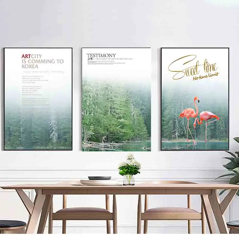 Dpkiss Lakeside Flamingo холст картина скандинавский декор художественный принт постер
