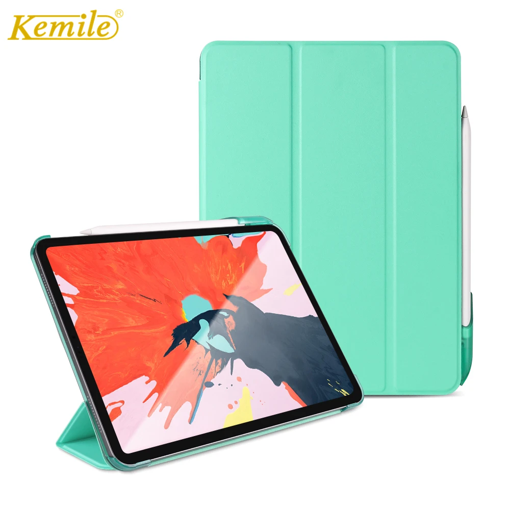 Чехол для iPad Pro 11 2018 Kemile Auto Sleep Wake up Stand W pencil holder мягкий ТПУ защитный чехол A1890 |