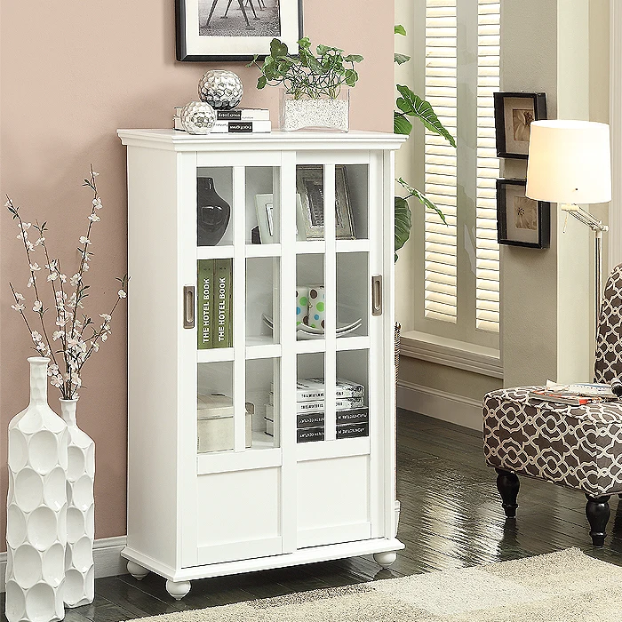 Простой зеленый пригодными для жизни американский стеклянная дверь книжный шкаф