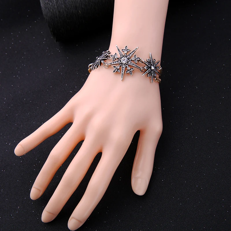 Роскошный золотой цвет звено цепи браслет для женщин объемное освещение Циркон