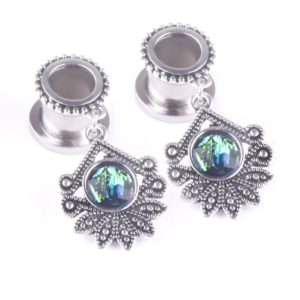 1 шт. Хрустальная подвеска в виде листа затычки для уха из нержавеющей стали