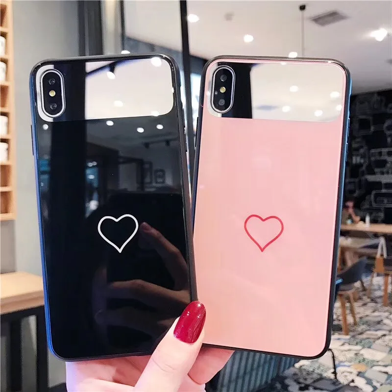 Tempered Glass Shell Case for Apple iPhone 6 6s 7 8 Plus Make-up Mirror Shockproof Cover X XS XR Max |