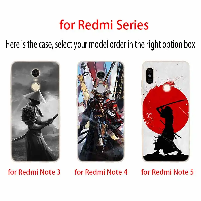 Японский самурайский Модный мягкий чехол из ТПУ для Xiaomi Redmi Note 10 9 8 7 6 5 Pro Max 10S 9S 9T 8T