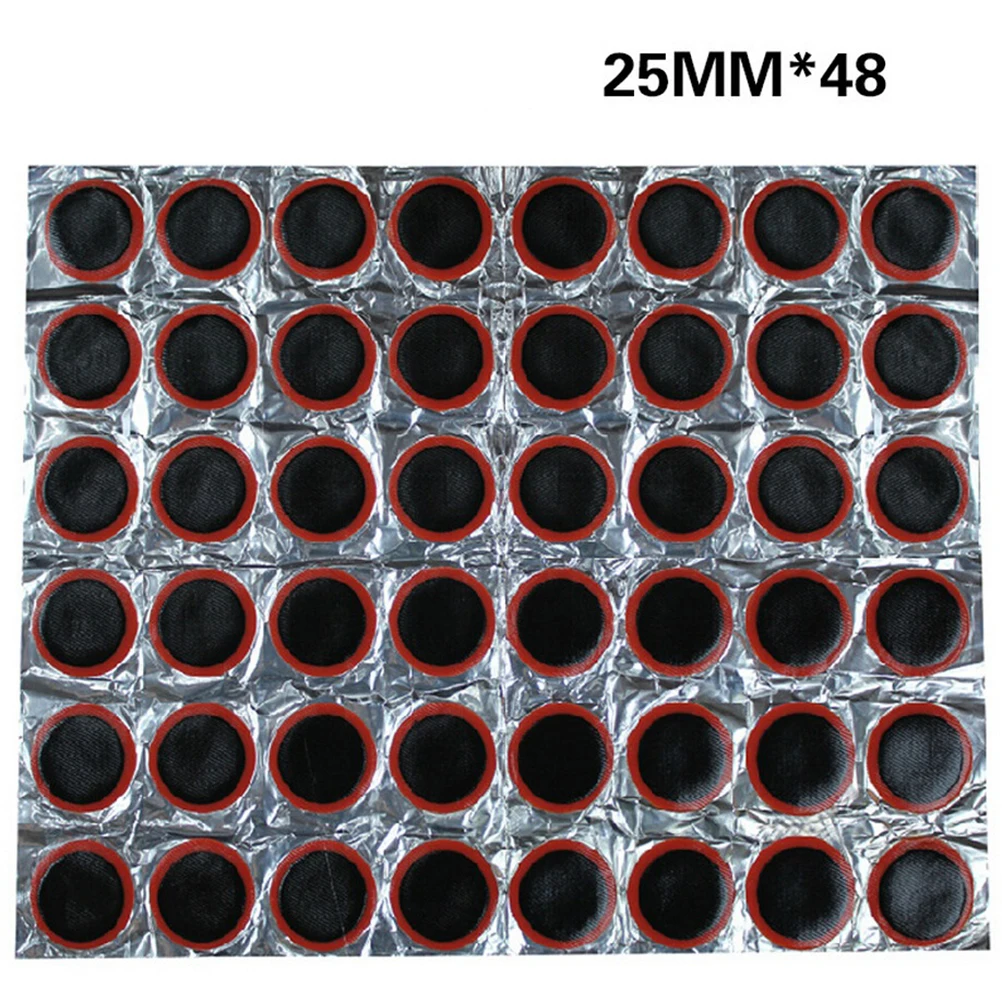 

48pcs 25mm Cycling Bike Tire Inner Tube Puncture Patch Repairing Bike Tire Rubber Patch bicycle Repair Tool No Glue