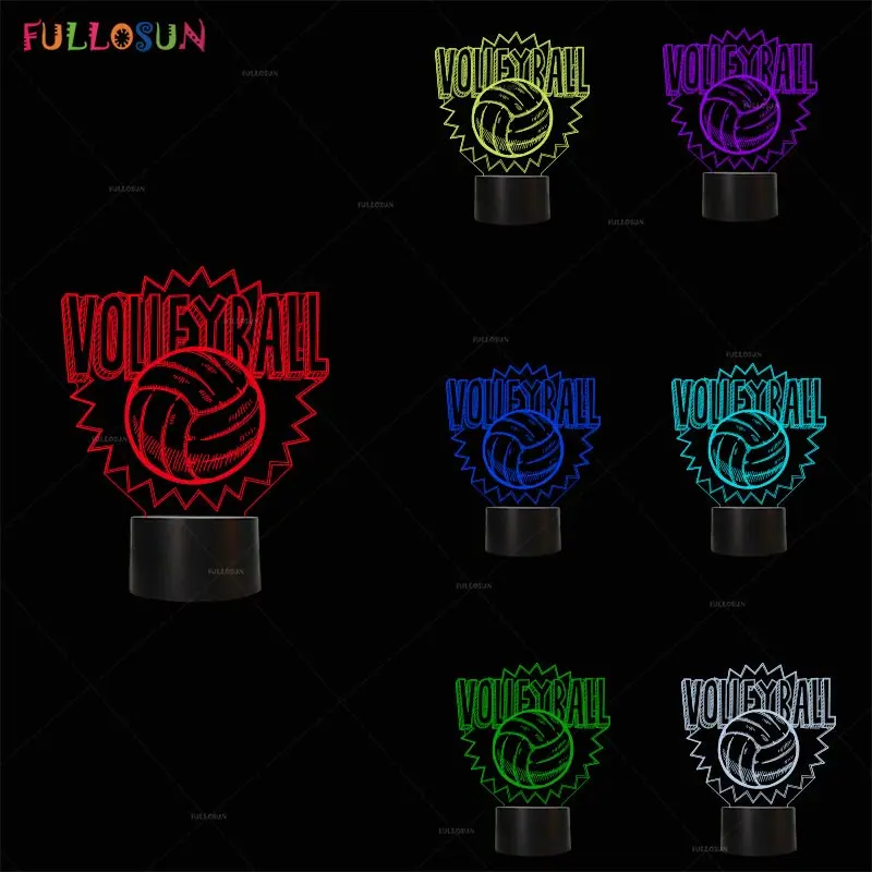LED 3D Illusion Volleyball Night Lamp 7 Colors USB Light Kids Gift Bedrooms Sleeping Nightlight | Освещение