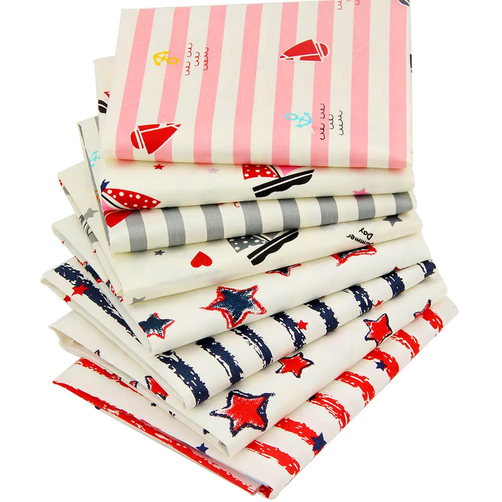 Винтаж хлопок Ткань звезды полосы печатных DIY лоскутное S для игрушки одежда
