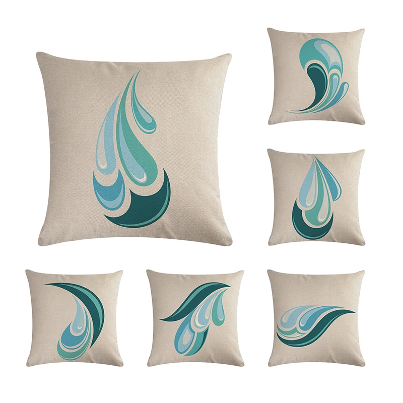 

Декоративная наволочка для подушки с водяными капельками, простые наволочки с принтом, хлопок, лен, квадратный размер 45*45 см, Наволочка на ди...