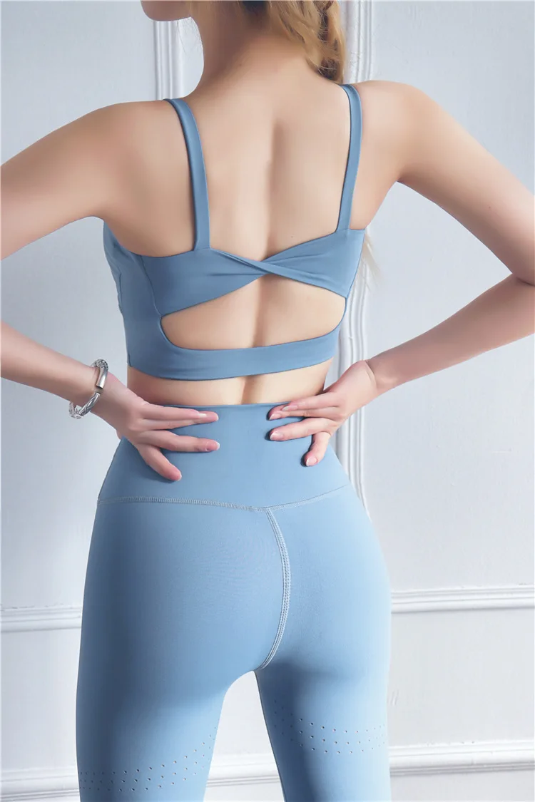 Women's Seamless Beauty Back Yoga Sports Bra Back Link Shockproof Gathering Fitness Yoga Sports Bra GYM Sport Top GYM Yoga Top