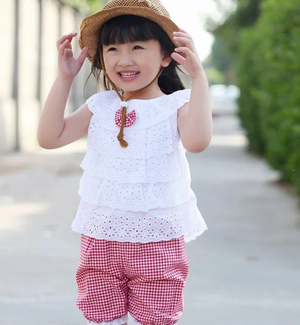 New Summer 2Pcs Toddler Clothes Baby Girls Ruffled T-shirt Top+Dots Shorts Suits Cute Sets |
