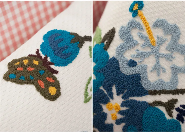 Handmade Emroidered Colorful Flowers Sofa Back Cushion Cover Beautiful Cotton Linen for Home/Car Decor | Дом и сад
