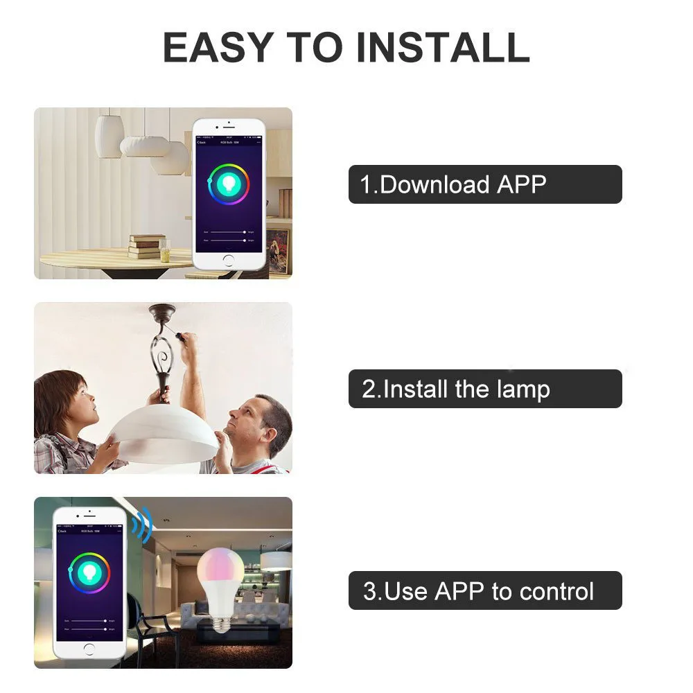 SHGO-Wi-Fi Slimme лампа Dimbare Veelkleurige Led-lampen voor Amazon Alexa Google Thuis ALI88 | Освещение