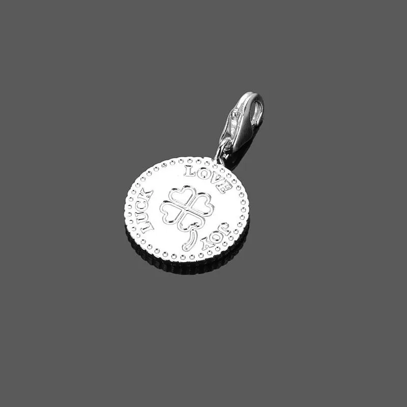 Женское ожерелье и браслет серебряного цвета с круглым клевером|brand charm|charm brandcharms
