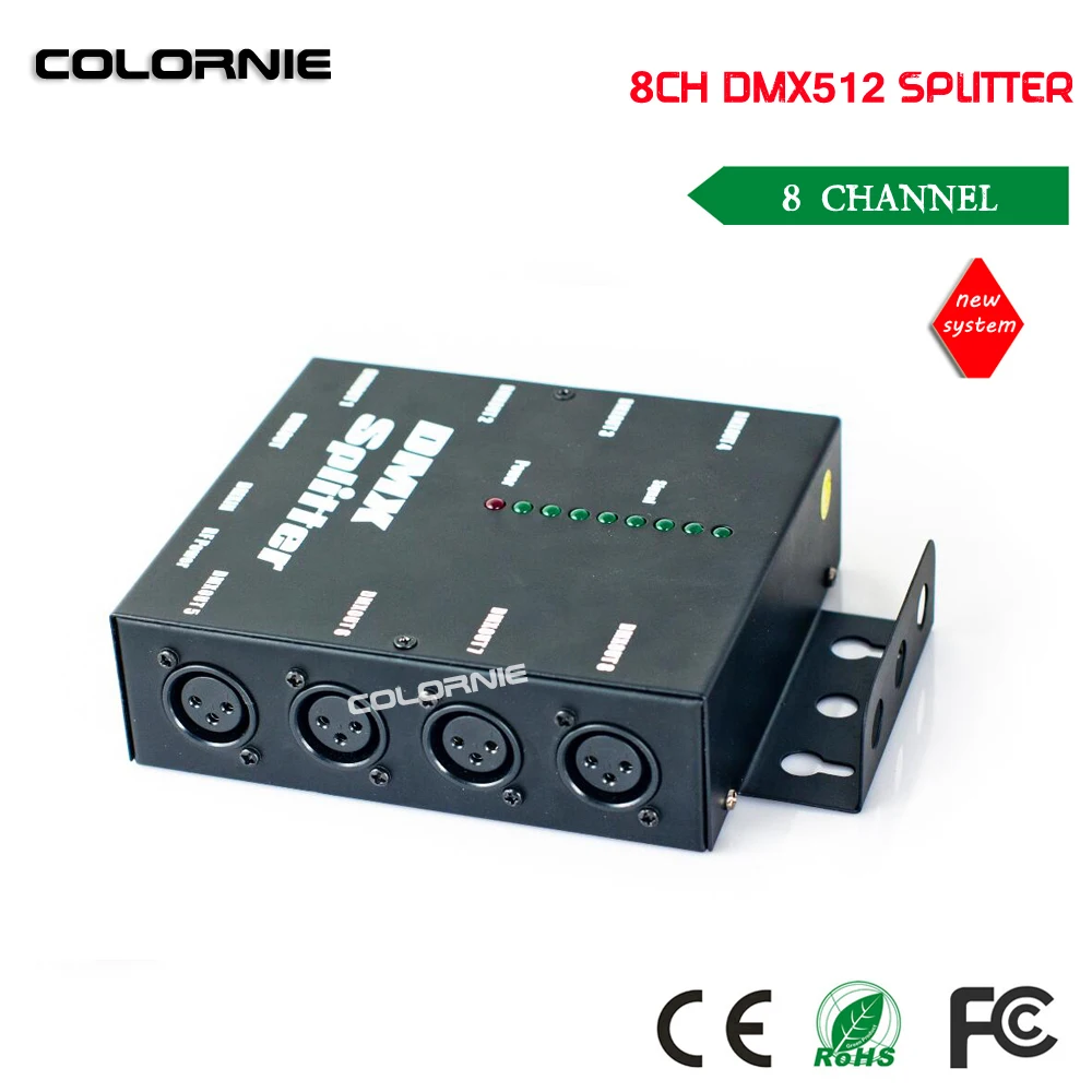 Горячая Распродажа DMX 8 канала DMX Splitter DMX512 свет прожекторов усилитель сигнала Splitter 8 способ DMX Дистрибьютор