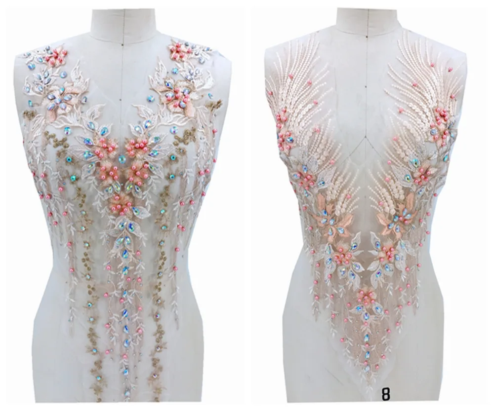 

handsewing rhinestones light lace applique sew on crystal trim patches 60*33cm/62*30cm for dress accessory