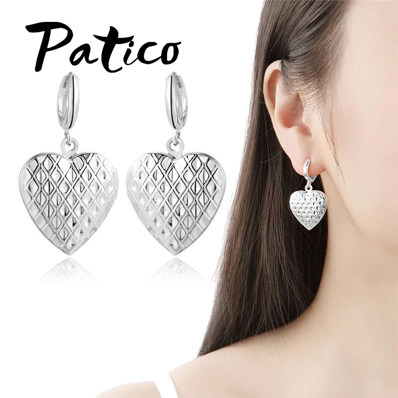 

New Modern Charming Boucle Foreille Femme 925 Sterling Silver Heart Big Drop Earrings For Women Ladies Gold Jewelry