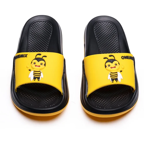 cute-bee-1560 ONEMIX; коллекция года; сезон лето; тапочки унисекс; мужские пляжные сандалии с граффити; женская обувь на плоской подошве для дома и улицы - Цвет: cute-bee-1560