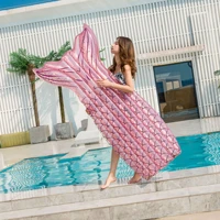 big mermaid tail sequin swimming float air mattress giant pool summer beach party inflatable lounge bed adult swim ring toys