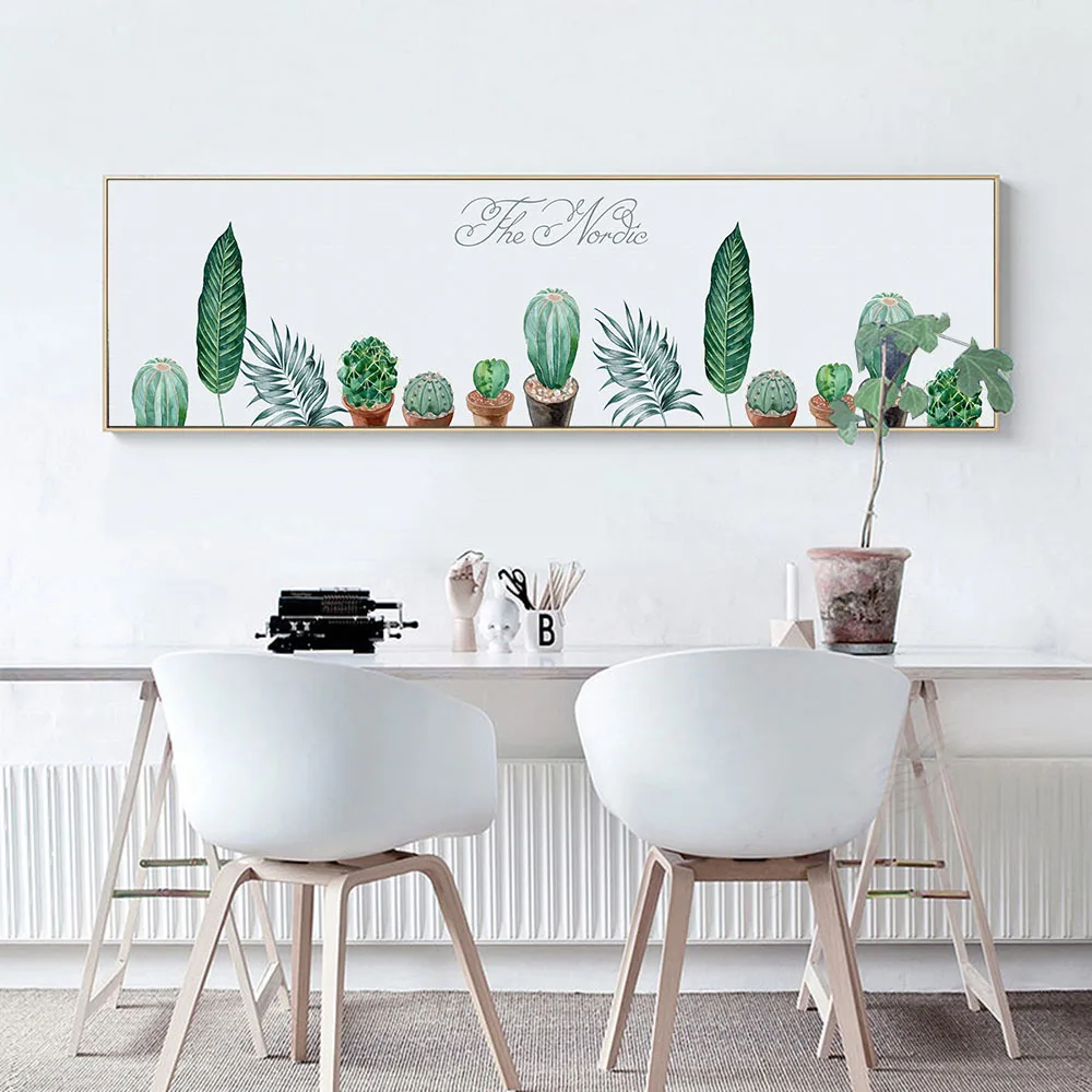 

Flower Cactus Decoration Green Plant Wall Art Canvas Poster and Print Long Wall Picture for Living Room Home Decor Unframe