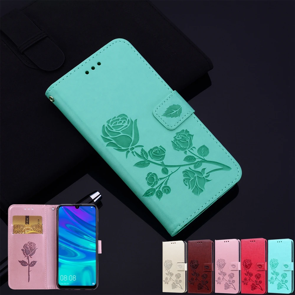 Чехол Honor 8C 8A 8X для etui Huawei Y6 Y9 2019 кожаный чехол модный рельефный телефона с розой 6A