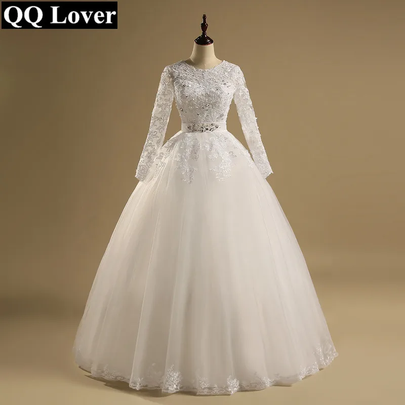 

QQ Lover 2019 свадебное платье с длинным рукавом с открытыми плечами иллюзия свадебное платье Robe De Mariage Vestido De Noiva