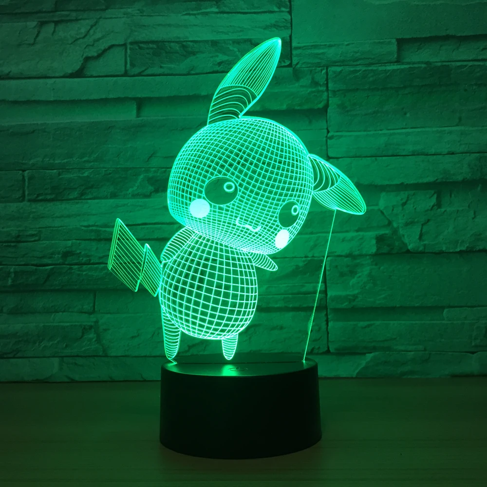 Kawaii Покемон го Пикачу 3D ночные огни атмосфера настроения лампа Мега сенсорный