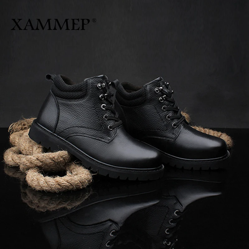 Мужские ботинки из натуральной кожи Xammep брендовая Повседневная зимняя обувь
