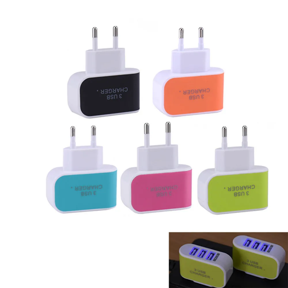 3 USB настенное зарядное устройство адаптер ЕС стандартный штекер зарядное устройство адаптер двойное зарядное устройство для iPhone 5 5S 6 6 S huawei Xiaomi samsung