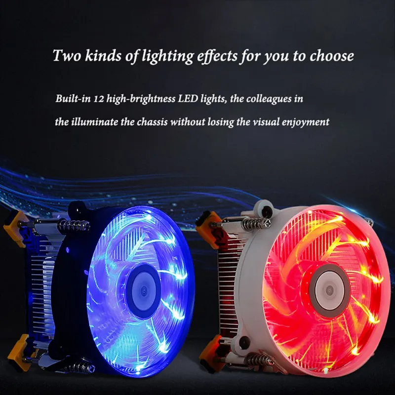 LED 2 тепловые трубы тихий процессор кулер радиатор двойной вентилятор для LGA 1155 775