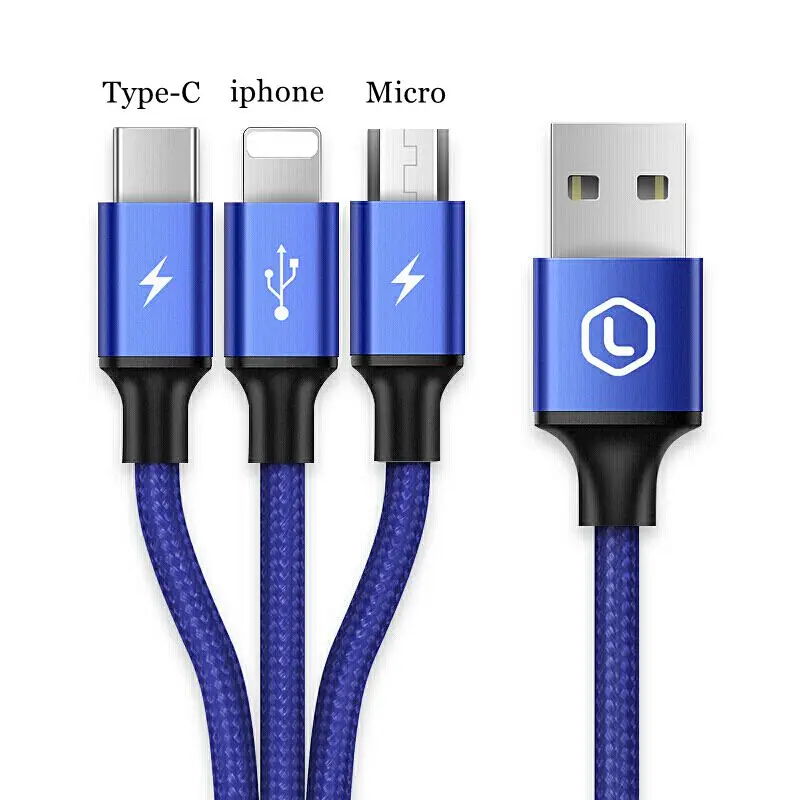 3 в 1 кабель USB C Micro 0 удлинитель Быстрая зарядка с iphone type для Chromebook samsung Dex xiaomi