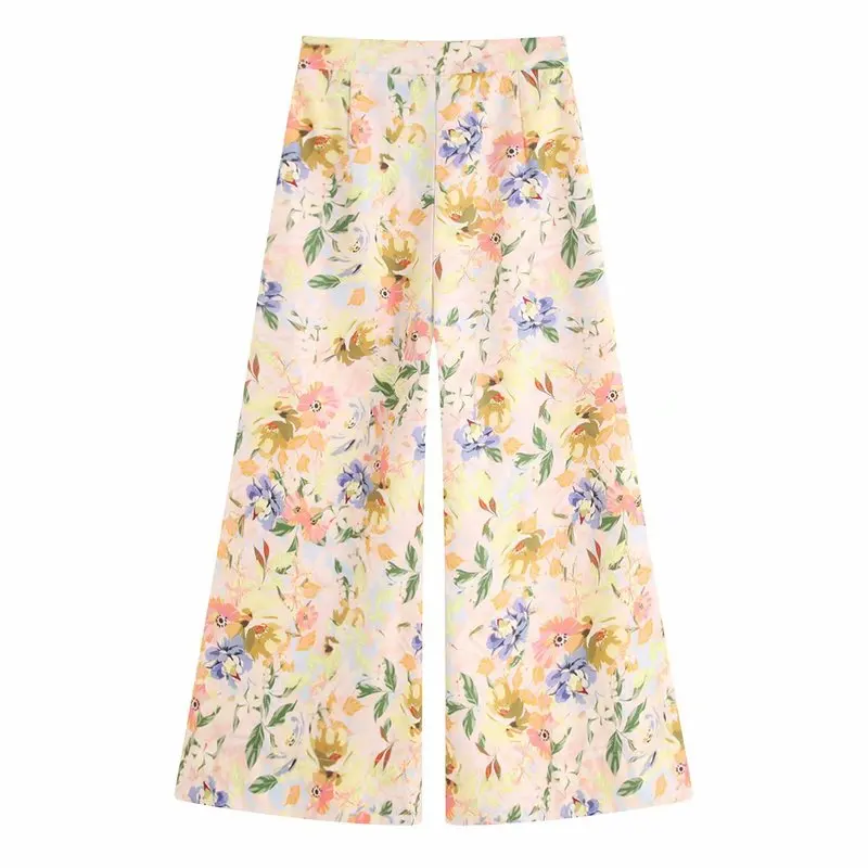 Широкие брюки с цветочным принтом в европейском и американском стиле лидер