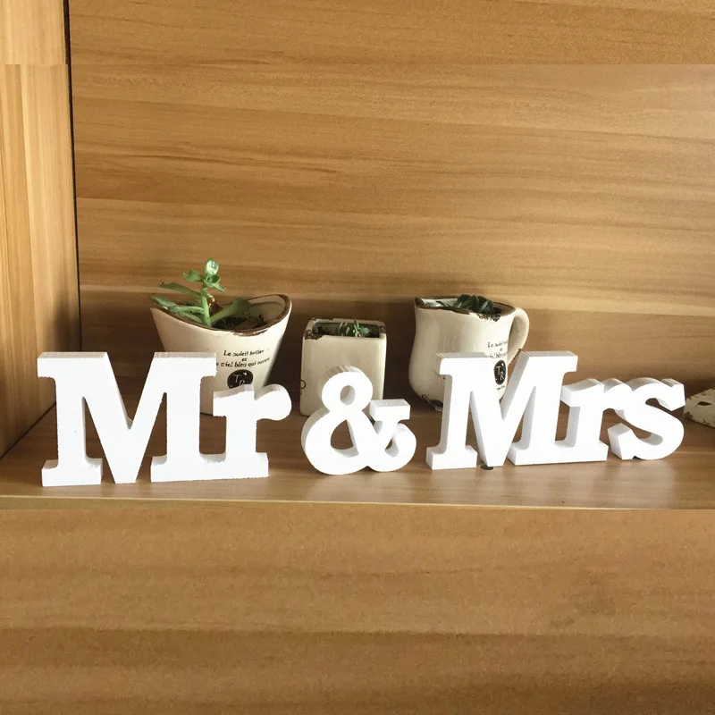 Персонализированные белые буквы Mr и Mrs DIY Свадебные принадлежности деревянная