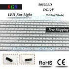 Светодиодная жесткая световая панель RGB 4pin 5050 IP25, 50 шт., 1 м, белыйтеплый белый свет, 72 светодиодам, 12 В, С U groove, алюминий, для шкафакухни