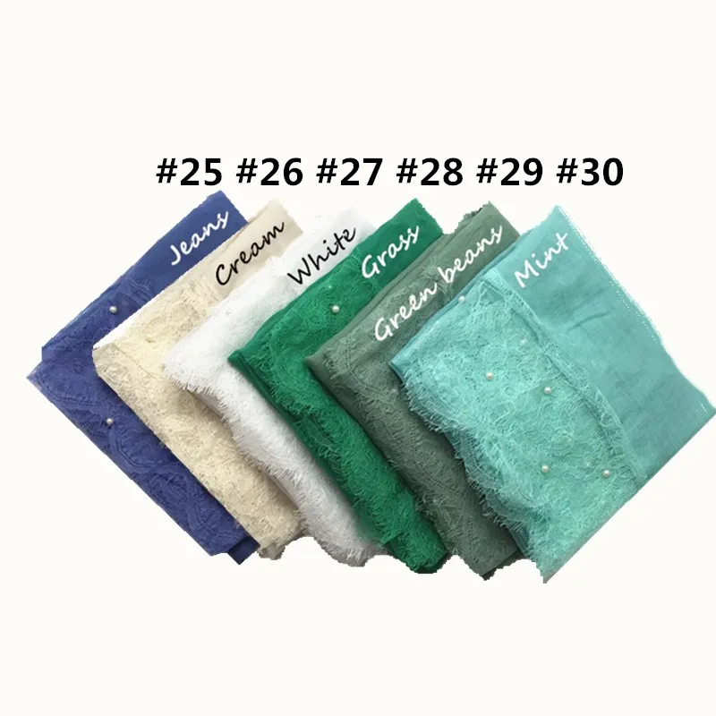 Горячая распродажа Роскошные 2 стороны кружева края жемчуг Простой сплошной шаль