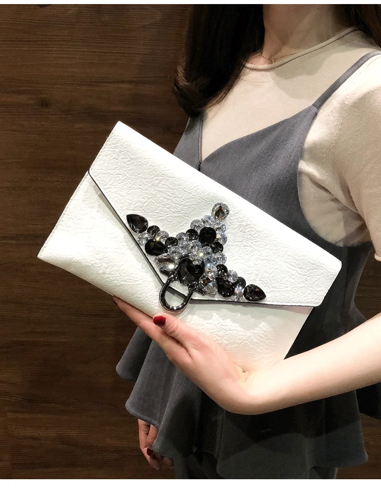 Korean Style Diamond Clutch Bag PU Leather Fashion Clutches Bags Solid Color Big Purse Women Shoulder Bags Crossbody Pack Gifts