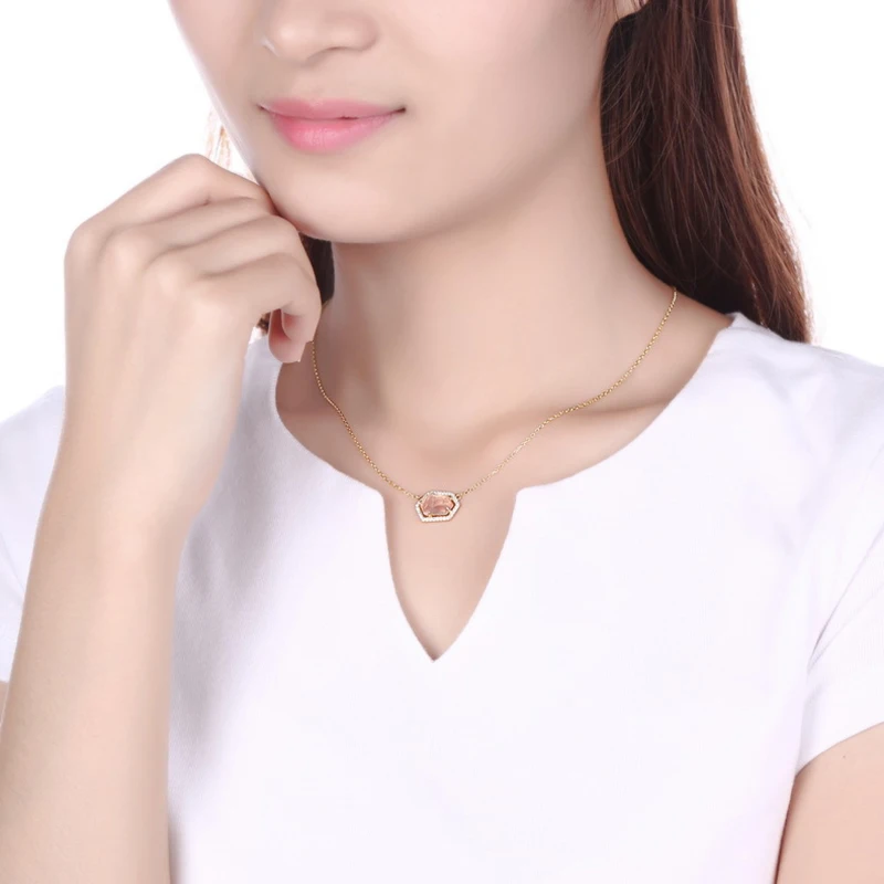

BOEYCJR 925 Sterling Silver Topaz Gemstone Pink Crystal Necklace Chain Jewelry Pendant Necklace for Woman Gift