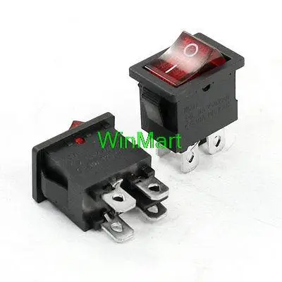4 шт. 2 позиционный красный индикатор контактный клавишный выключатель DPST 6A 250VAC 10A