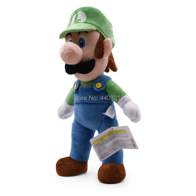 40CM Super Mario Bros Green Standing Luigi Plush Toy Soft Peluche Doll Kids