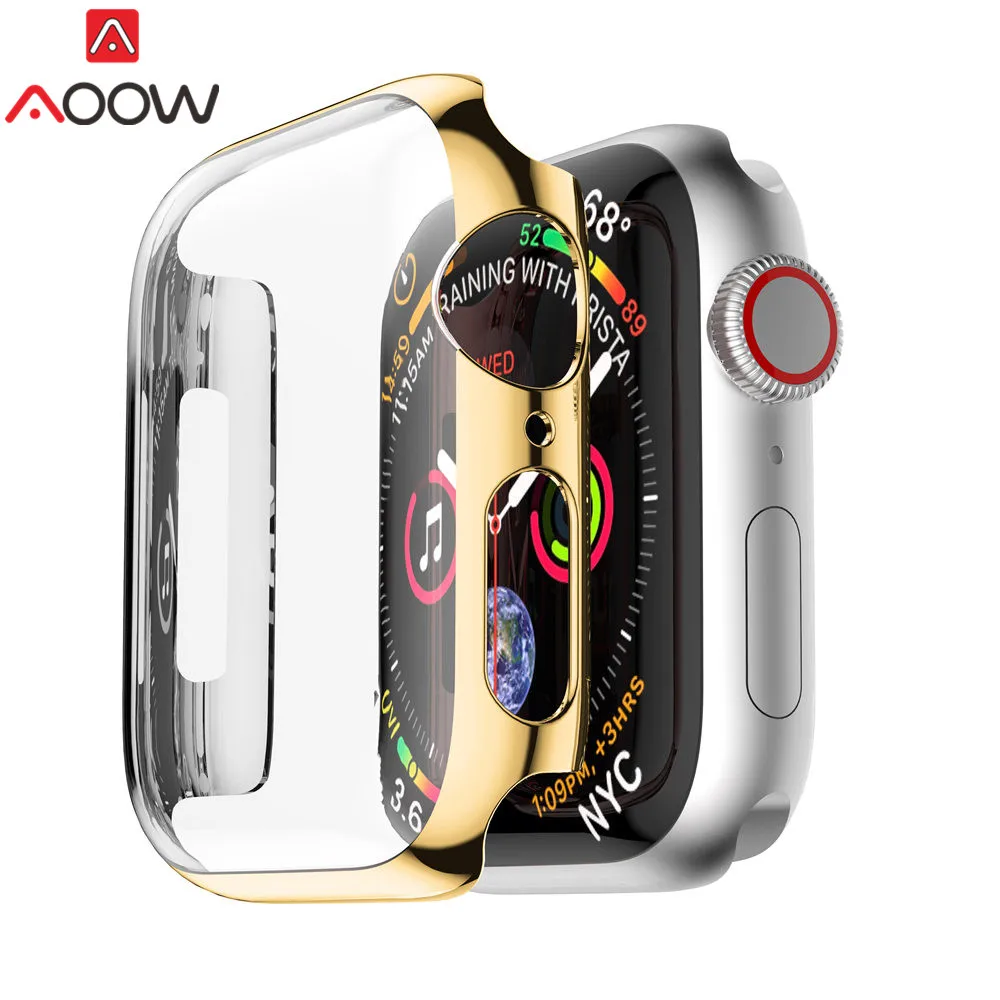 Gold Ультратонкий защитный чехол для Apple Watch 38 мм 42 мм 40 мм 44 мм с покрытием из поликарбоната универсальная защитная крышка для iwatch 1 2 3 4 - Цвет ремешка: Gold