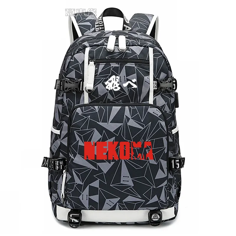 Haikyu рюкзак для студентов Mochila школьный рюкзак с принтом сумка для ноутбука мужские дорожные сумки usb зарядка ранец haikyuu Оксфорд рюкзаки - Цвет: 022