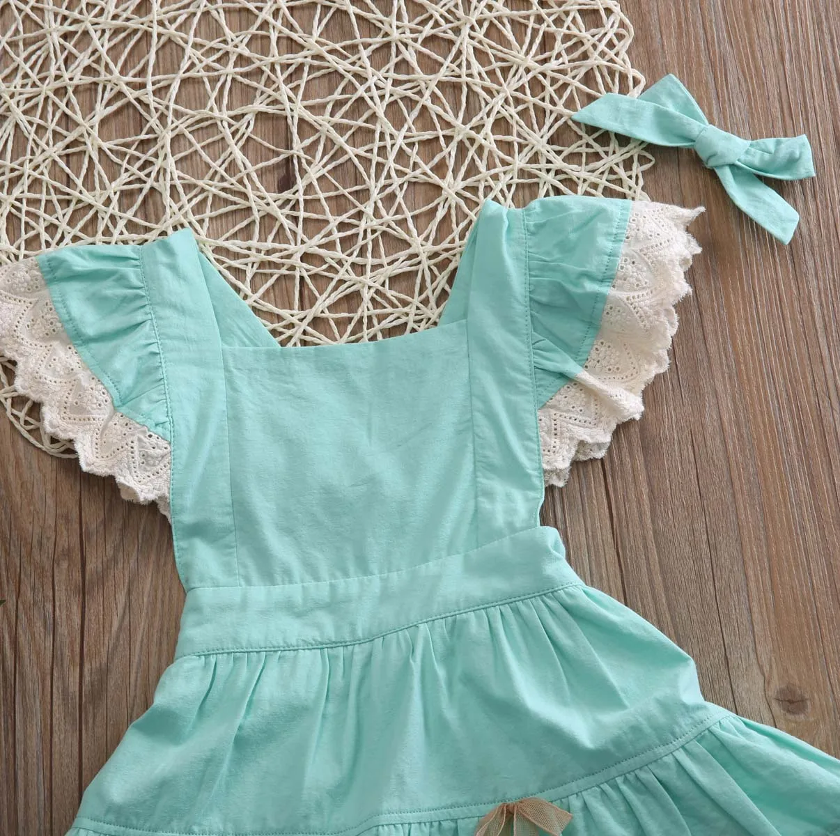 Комплект из 2 предметов кружевное платье с оборками и рукавами для малышей