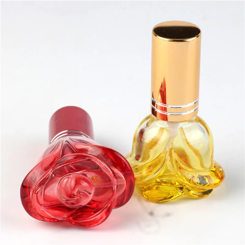 

6ml 6colors 5piecess/lot Glass Flower shape Women Perfume Bottle Refillable Empty Cosmetic Polygonal Spray Bottle Portable Reuse