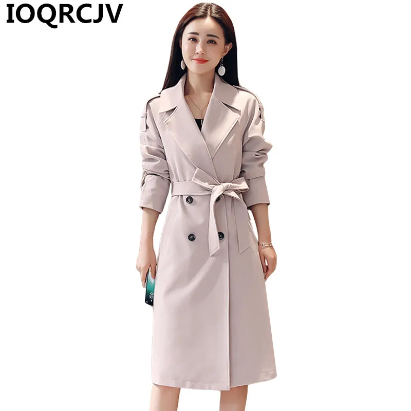 

2019 New Spring Long Trench coat women Fashion Classic Double Breasted Belt High quality Trench coat Casual Business Outerwear