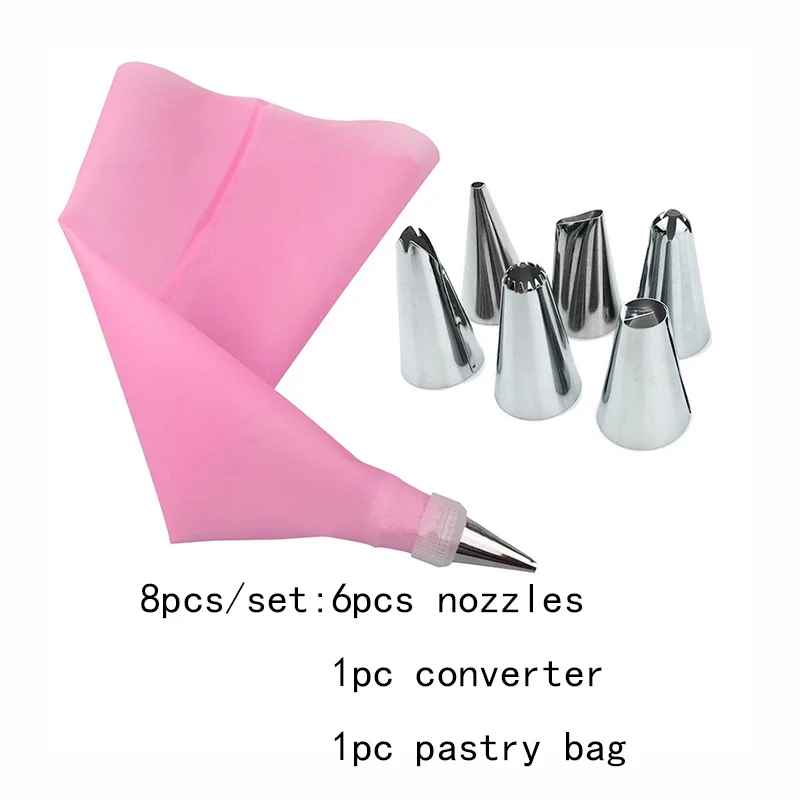 8pcs pink 10/100/200/300 шт одноразовый мешок для теста глазировки с изображением торта Декор кекса сумки Fondant(сахарная) крем торт Кондитерская насадка инструмент для выпечки - Цвет: 8pcs pink
