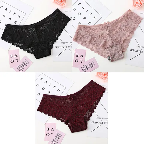 3 PC -uri chiloți pentru femeie lenjerie sexy dantelă sexy respirabil lenjerie moale, feminine, chiloți chiloți sexy transparent chiloți pentru femei