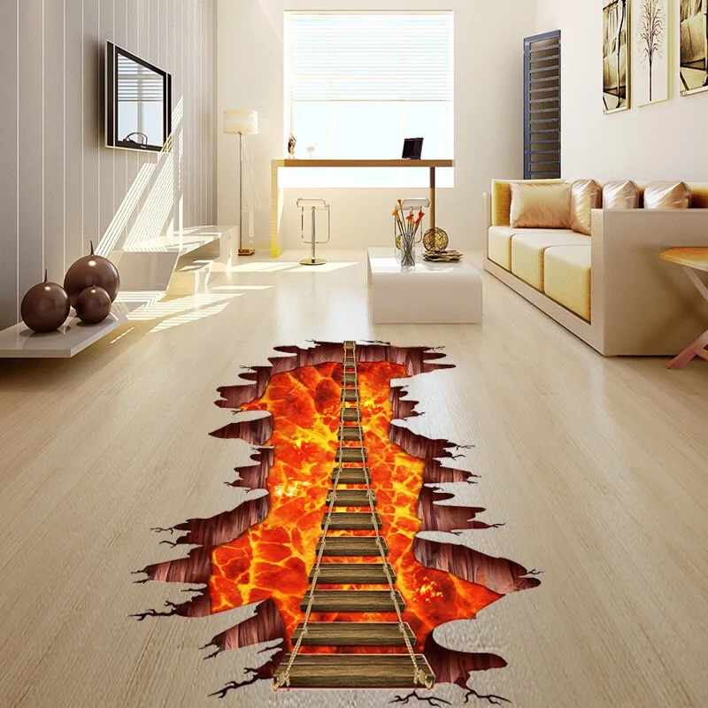 

3D Cosmic Drawbridge Simulation Floor/Wall Stickers Bridge for Living Room Kids Room Floor Wall Decals Home Decor