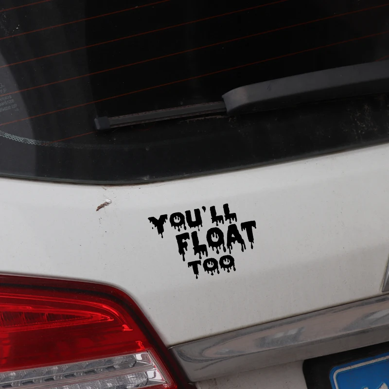 

YJZT 15.5CM*10.3CM Creative You'll Float Too Black Silver Vinyl Car Sticker Decals C11-1624