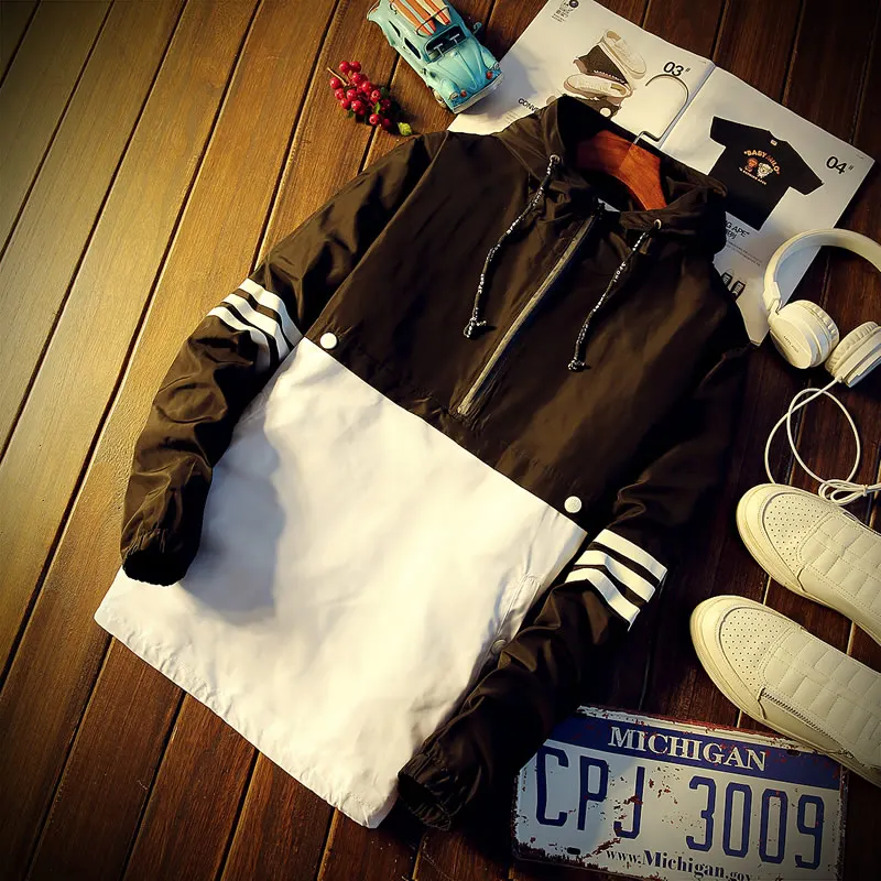 Мужская повседневная куртка с капюшоном Весенняя мужская буквенным принтом на