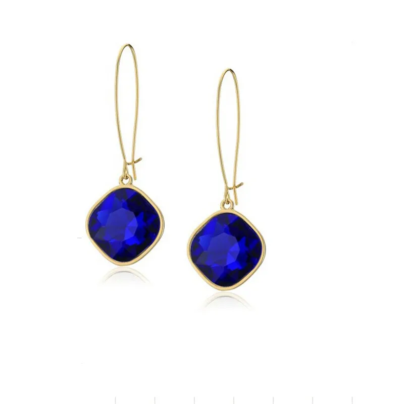 Женские сережки с подвесками геометрические белые синие черные Кристальные