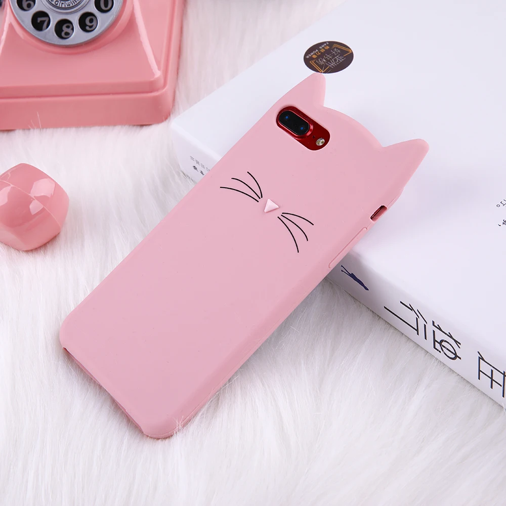 Милые черно-розовые Чехлы для iPhone X XS MAX XR с мультяшным рисунком бороды кота модный
